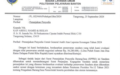 Pengumuman Surat Penunjukan Penyedia Kantor Akuntan Publik (KAP) BLU Politeknik Pelayaran Banten